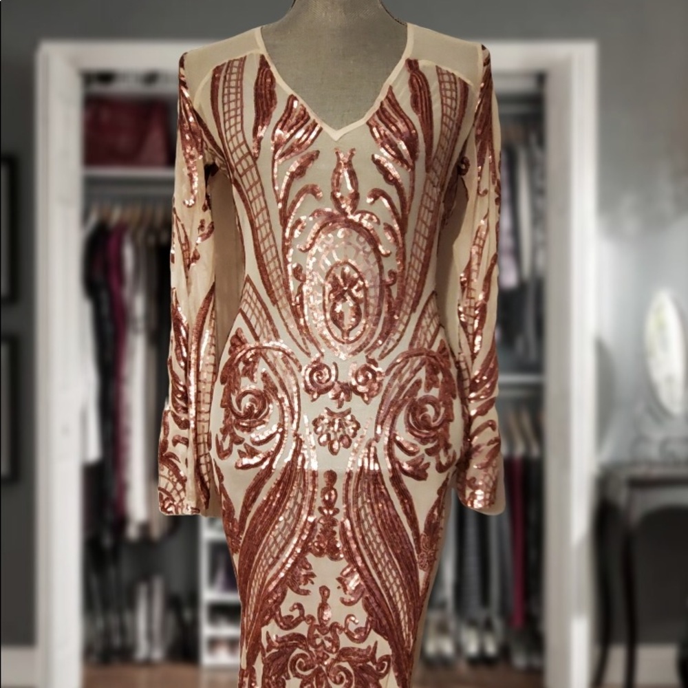 Sheer Sequin Party Dress